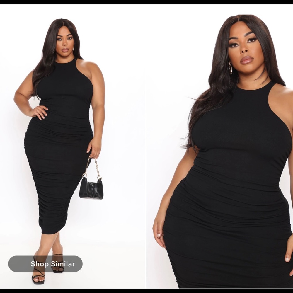 Fashion Nova Black Ribbed Tank Dress